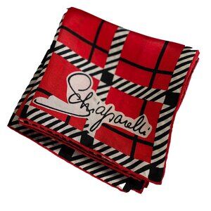 Vintage Elsa Schiaparelli Silk Scarf – Red Plaid Surrealist Design